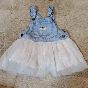 OshKosh B'gosh Denim and White Tulle Overalls
